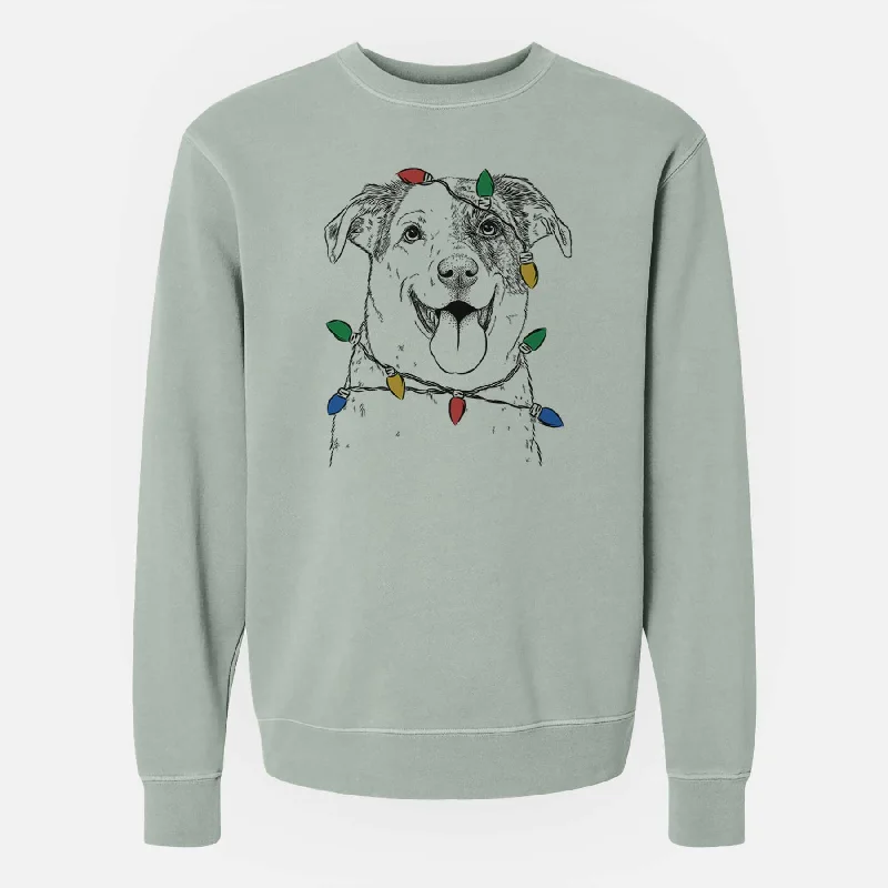 sleek workout sweatshirtChristmas Lights Archer the Shepherd Mix - Unisex Pigment Dyed Crew Sweatshirt