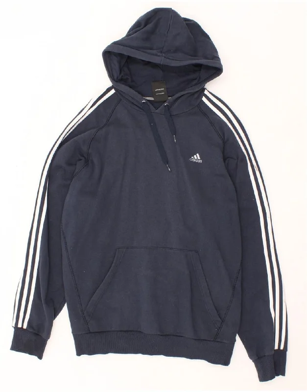 ADIDAS Mens Hoodie Jumper XL Navy Blue Cotton