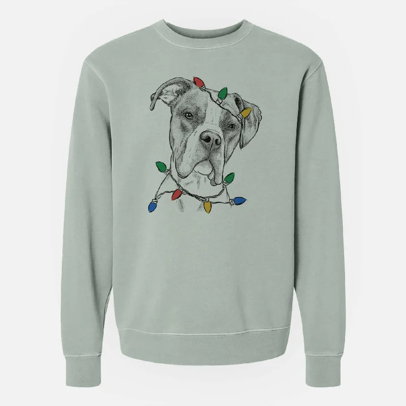 urban activewear hoodieChristmas Lights Winston the Boxer - Unisex Pigment Dyed Crew Sweatshirt