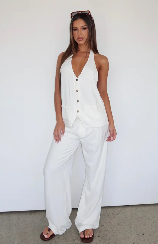 padded puffer coatIcing On The Cake Linen Pants White