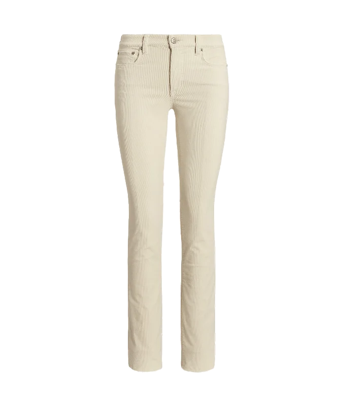 stylish lightweight coatStretch Corduroy Mid-rise Straight Pant - Cream