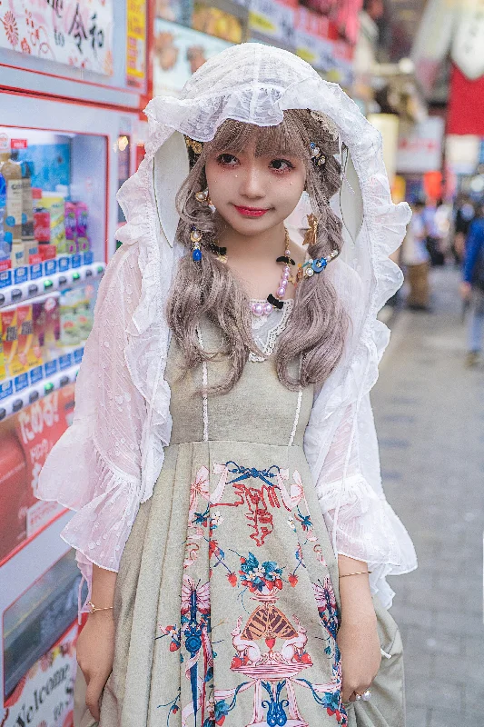 fashion coat with hoodYuanSu~White Sun-proof Dual Use Lolita Cardigan