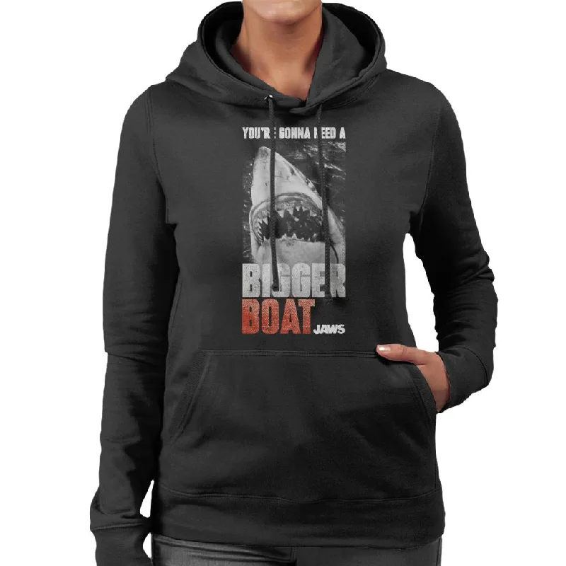 comfortable hooded sweatshirtJaws Bigger Boat Cinematic Scene Women's Hooded Sweatshirt