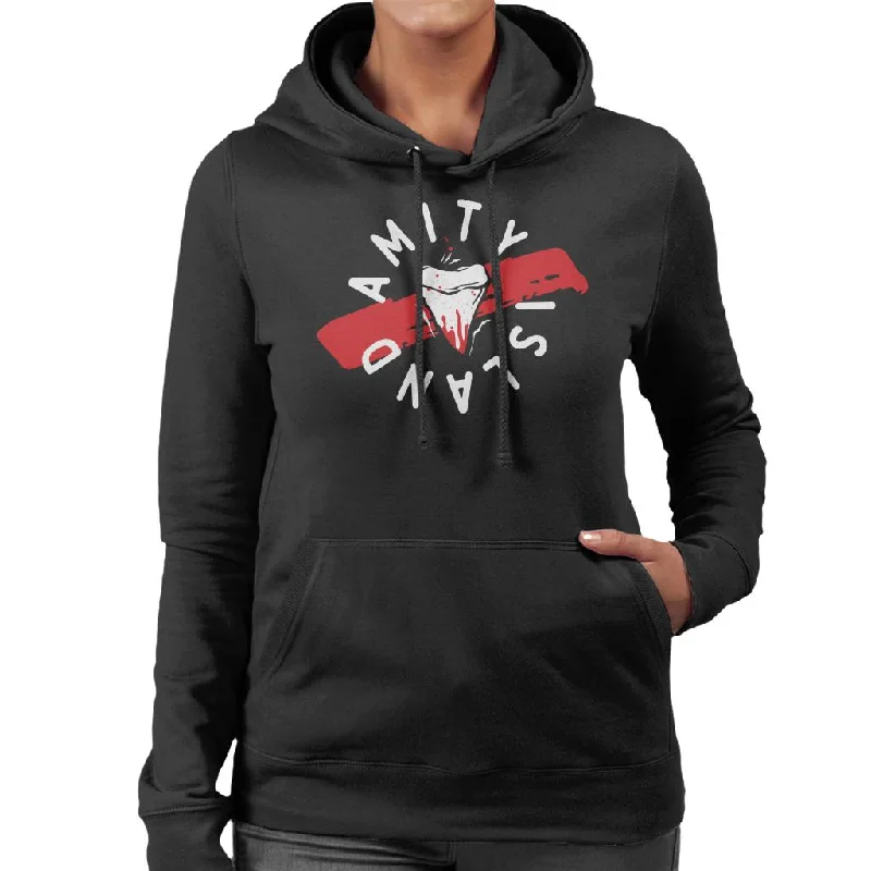 trendy zip-up hoodieJaws Tooth Amity Island Women's Hooded Sweatshirt