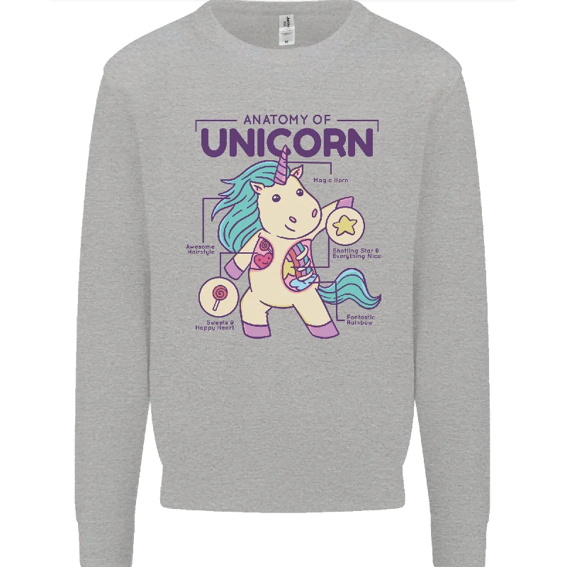 comfy workout wear hoodieAnatomy of a Unicorn Funny Fantasy Mens Sweatshirt Jumper