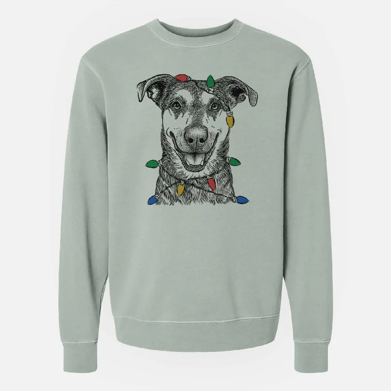 athletic style hoodieChristmas Lights Case the Mixed Breed - Unisex Pigment Dyed Crew Sweatshirt