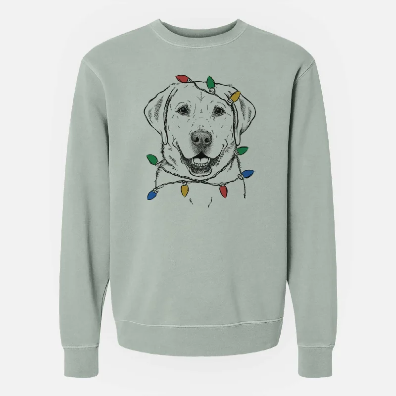 high-performance athletic hoodieChristmas Lights Booney the Labrador Retriever - Unisex Pigment Dyed Crew Sweatshirt