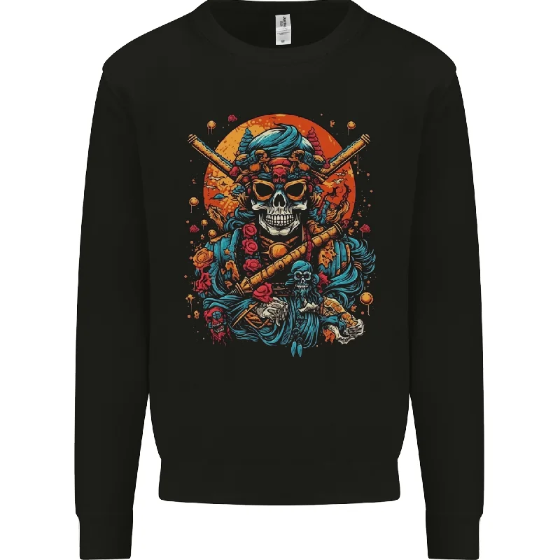 athletic style hoodieAn Oriental Samurai Skull MMA Martial Arts Mens Sweatshirt Jumper