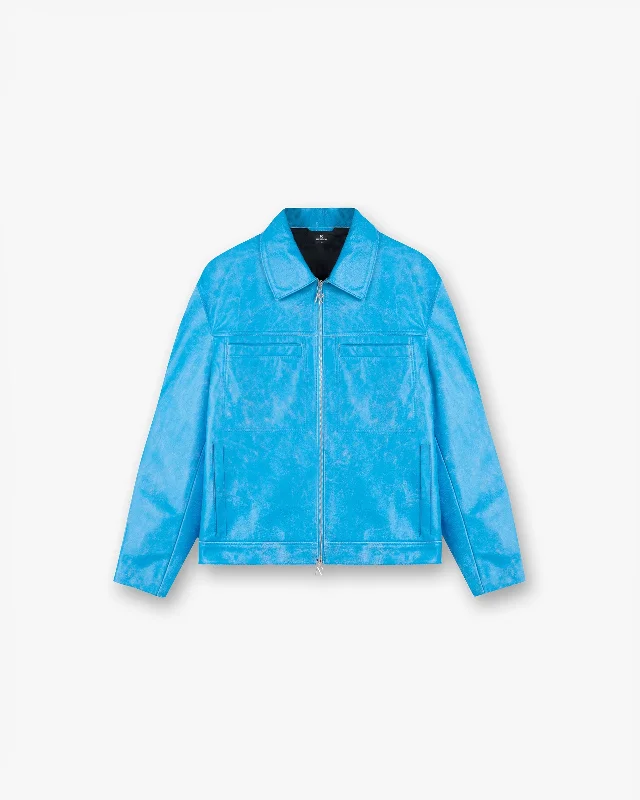 graphic coatDistressed Leather Smart Jacket - Electric Blue