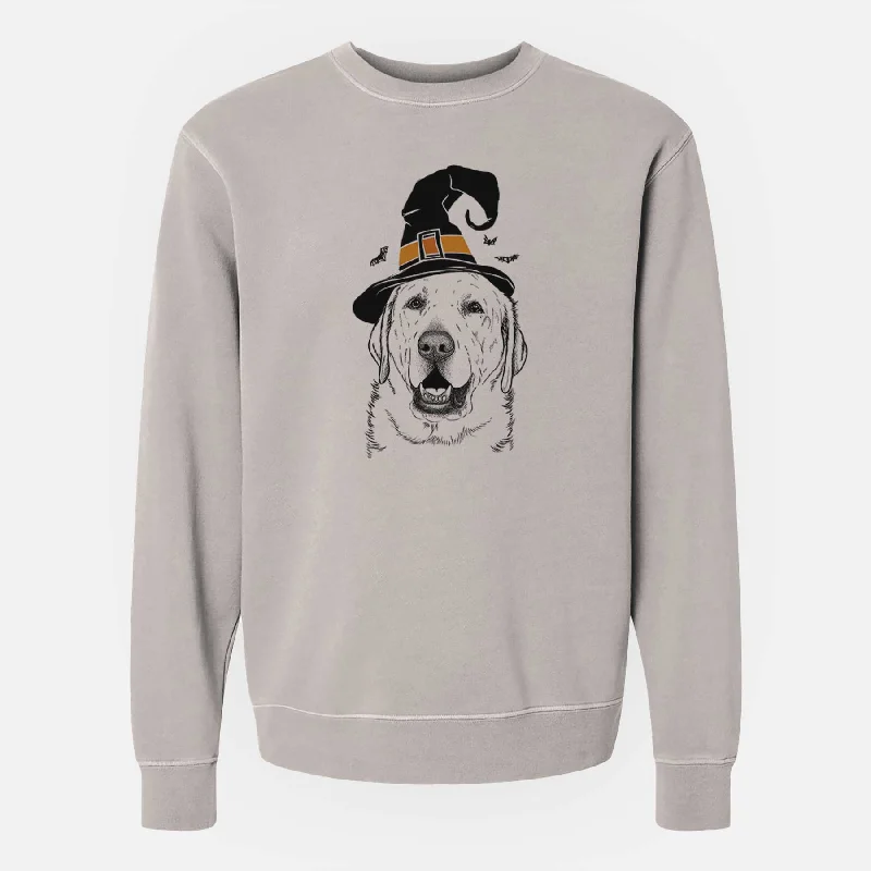 eco-friendly sports hoodieWitch Sparks the Labrador Retriever - Unisex Pigment Dyed Crew Sweatshirt