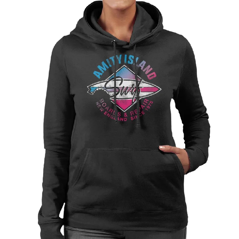 zippered hoodieJaws Amity Island Surf Boards And Repair Women's Hooded Sweatshirt