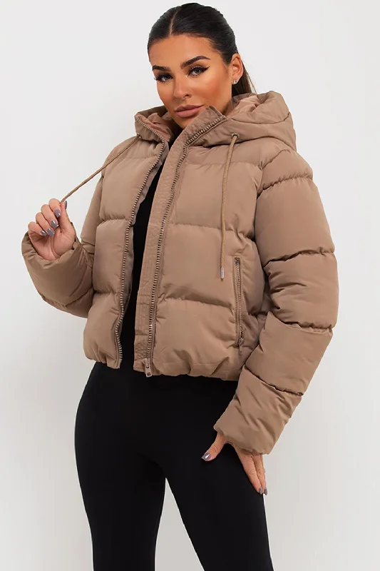 elegant coatHooded Puffer Jacket Beige