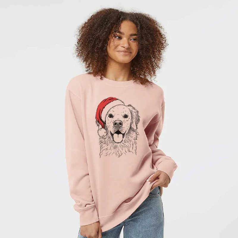 stylish training hoodieSanta Juniper the Golden Retriever - Unisex Pigment Dyed Crew Sweatshirt