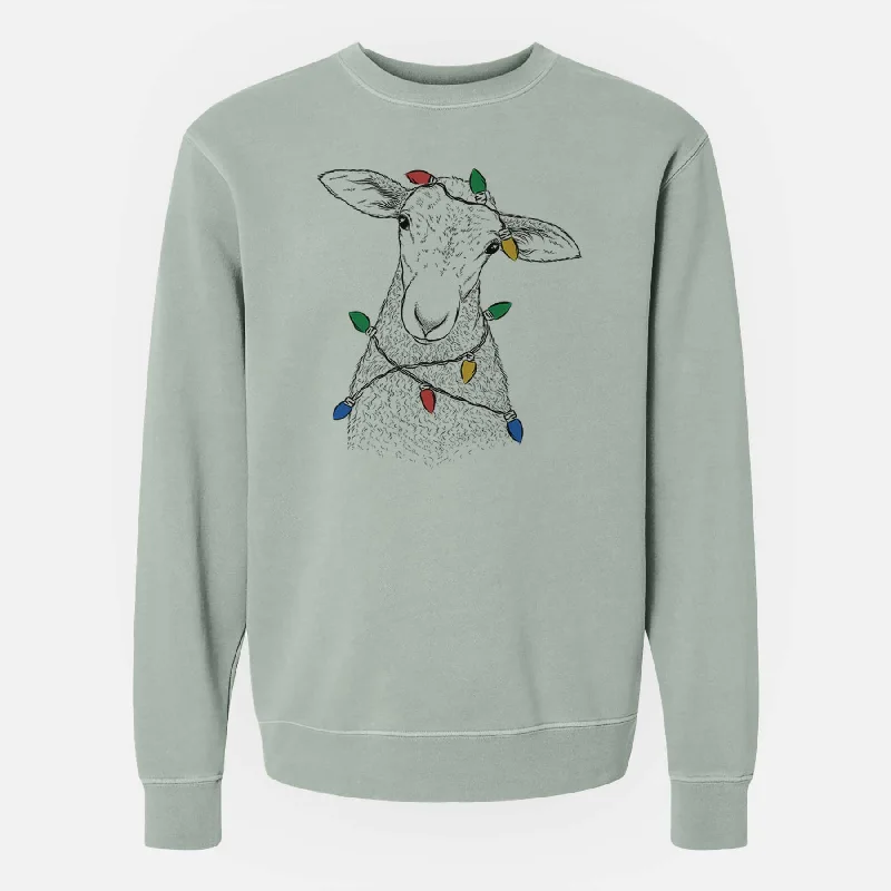 fitness hoodie for trainingChristmas Lights Ivy the Lamb - Unisex Pigment Dyed Crew Sweatshirt