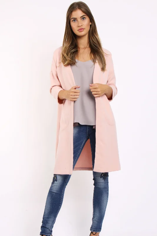 padded coat3/4 length Sleeve Longline Blazer Jacket