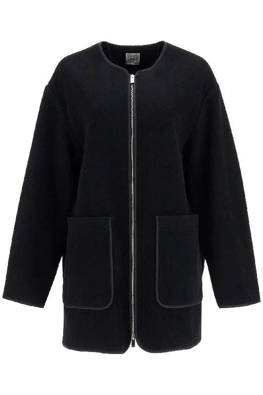 soft shell coatblack wool felt high collar jacket with zip 251 WRO4262 FB0039 BLACK