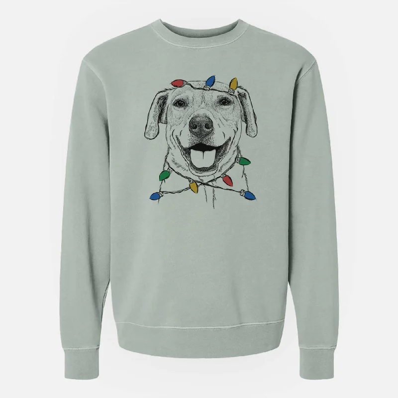 warm workout hoodieChristmas Lights Ernie the Mixed Breed - Unisex Pigment Dyed Crew Sweatshirt