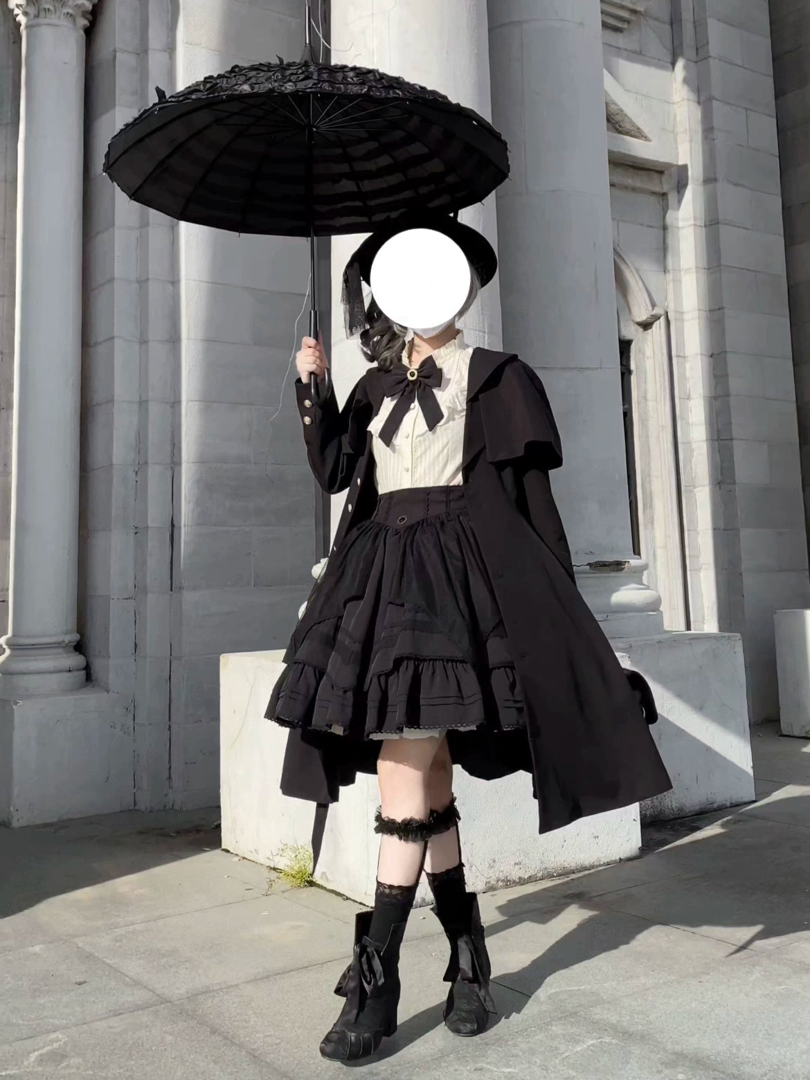 lightweight outerwearUncle Wall Original~Rich Heiress~Elegant Black Lolita Coat with Detachable Cape