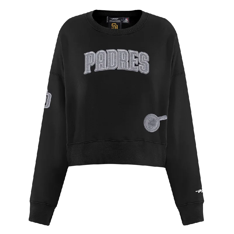 MLB SAN DIEGO PADRES REVERSE FRENCH TERRY WOMEN'S FLC CREWNECK (BLACK)