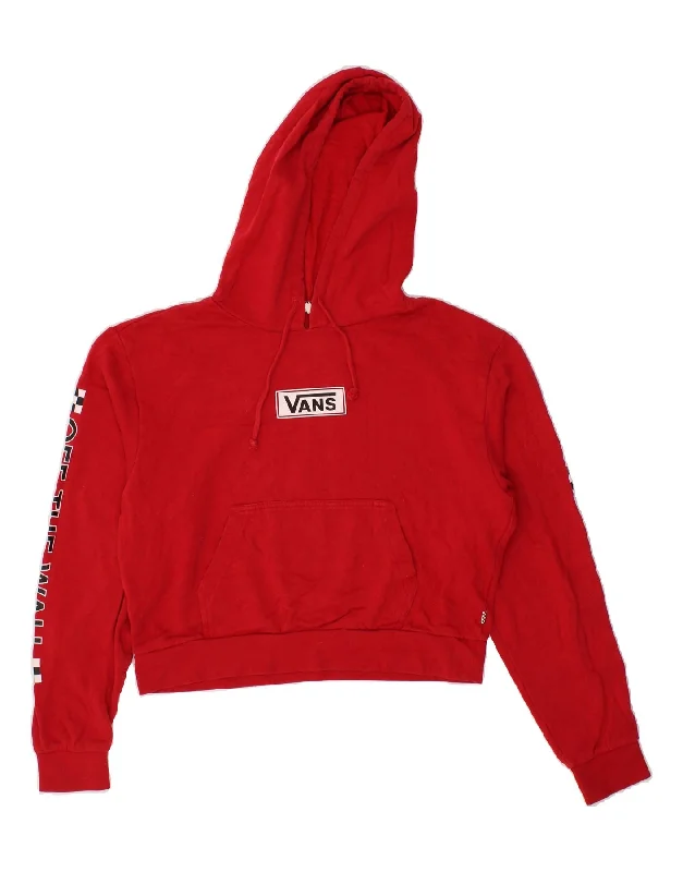 VANS Womens Oversized Graphic Crop Hoodie Jumper UK 10 Small Red