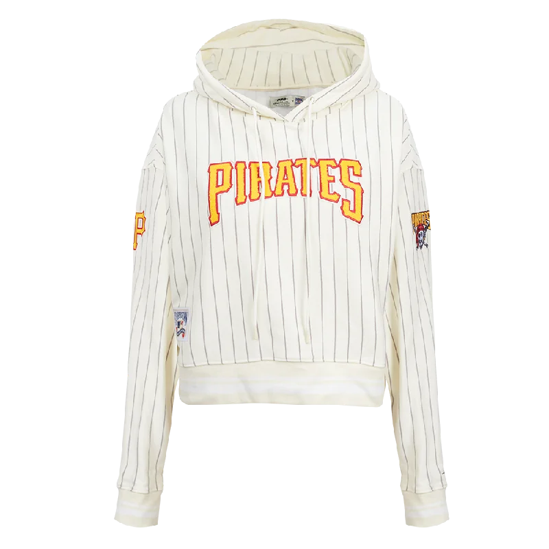 MLB PITTSBURGH PIRATES PINSTRIPE RETRO CLASSIC WOMEN'S RIB FLC CROPPED P (EGGSHELL/ GREY)