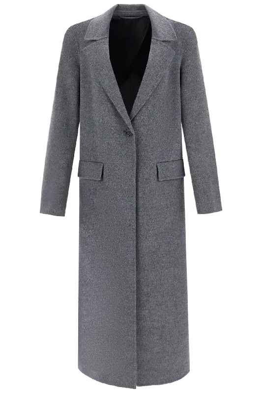 stylish peacoatlong oversized coat in melange grey wool 251 WRO4725 FB0006 MID GREY MELANGE