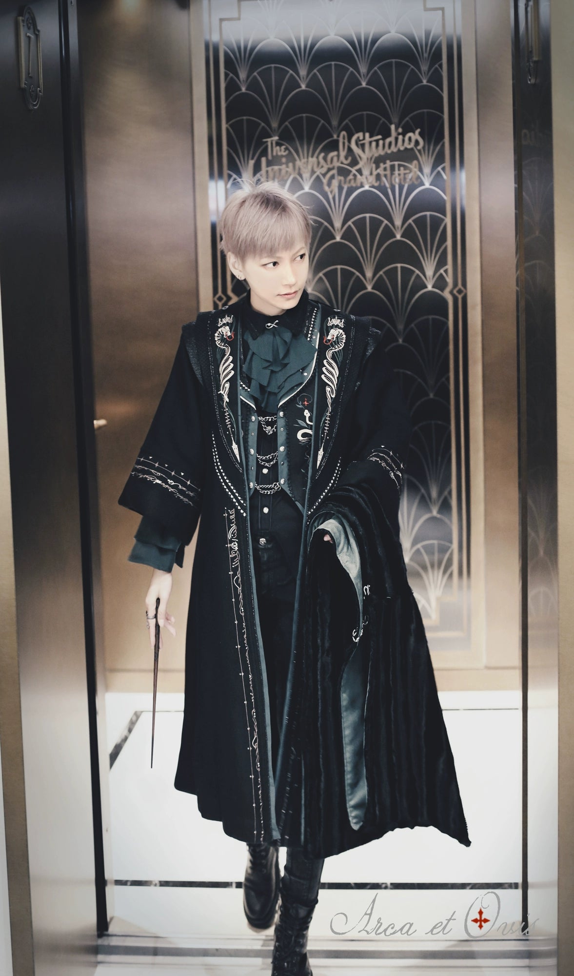 casual trench coatArca et Ovis~Magic Academy G~Ouji Lolita Overcoat Embroidered Gothic Prince Long Coat