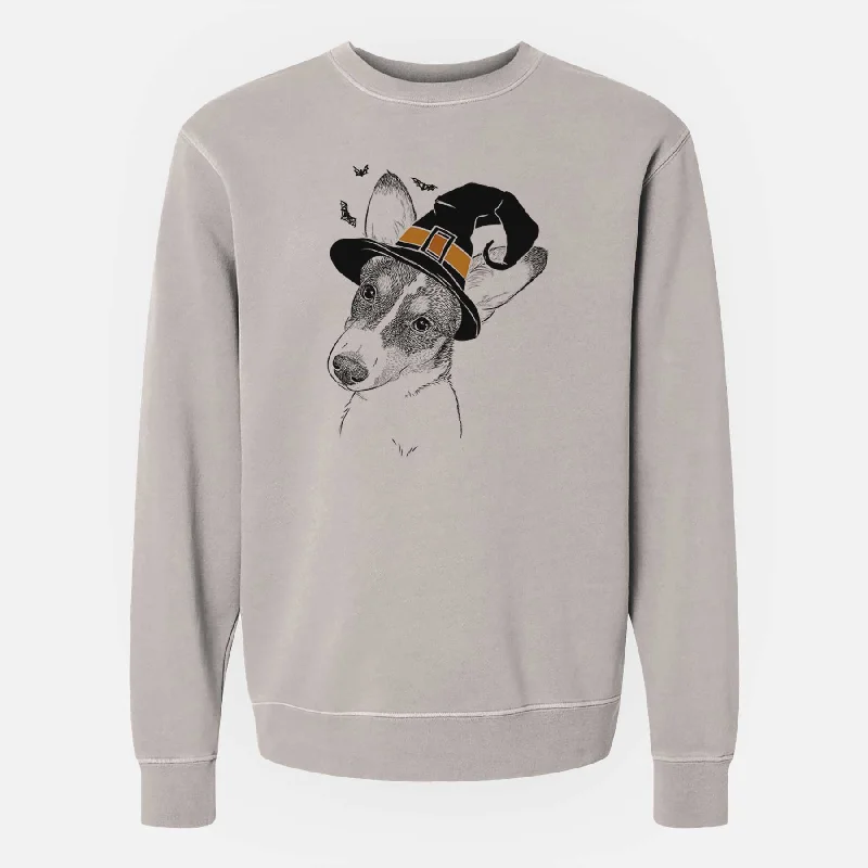 sleek gym hoodieWitch Dexter the Corgi - Unisex Pigment Dyed Crew Sweatshirt