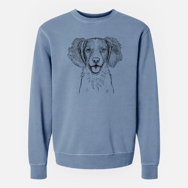 fashion sportswear hoodieBare Happy Holly the Brittany Spaniel - Unisex Pigment Dyed Crew Sweatshirt