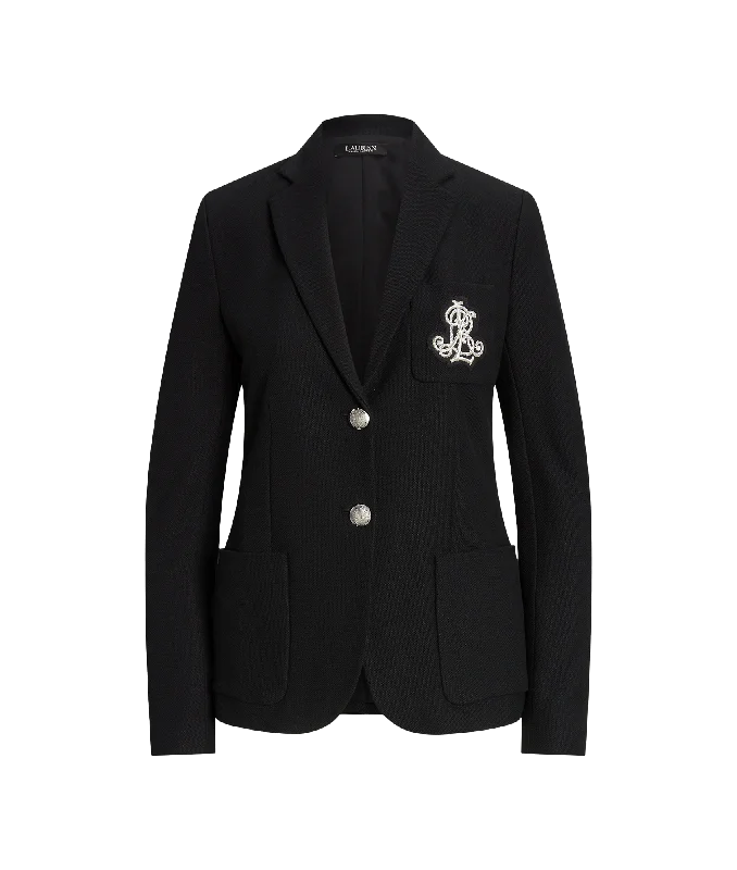 faux fur coatBullion Jacquard Blazer - Black