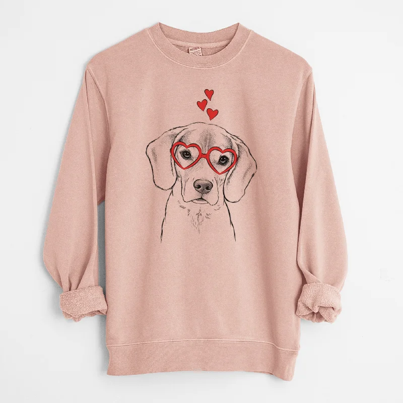 athletic style hoodieValentine Thea the Beagle - Unisex Pigment Dyed Crew Sweatshirt