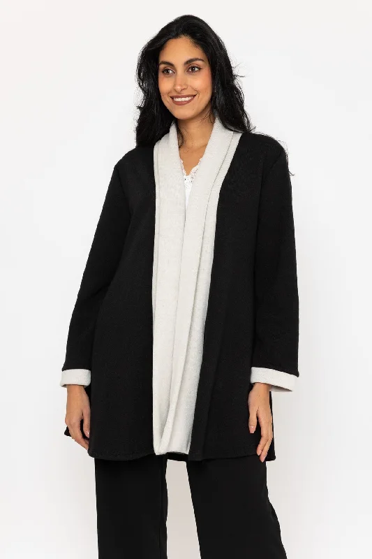 Black & White Contrast Shawl Cardigan