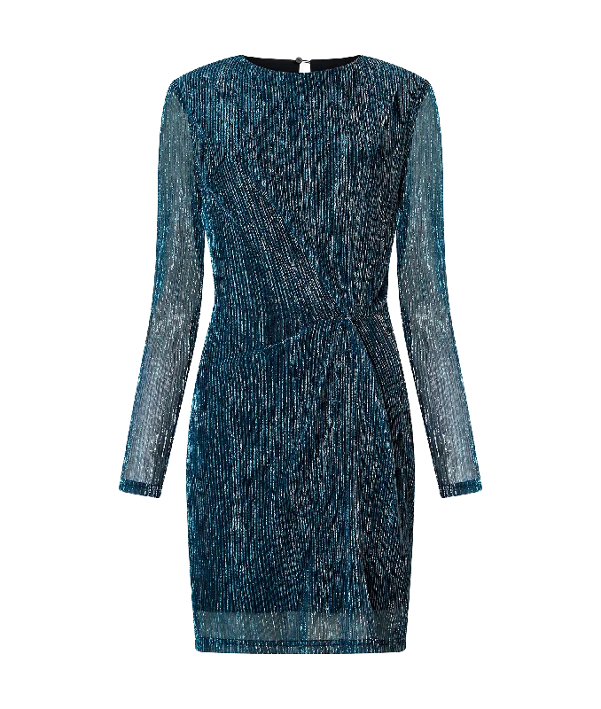 outdoor coatTamy Lurex Long Sleeve Fitted Mini Dress - Blue