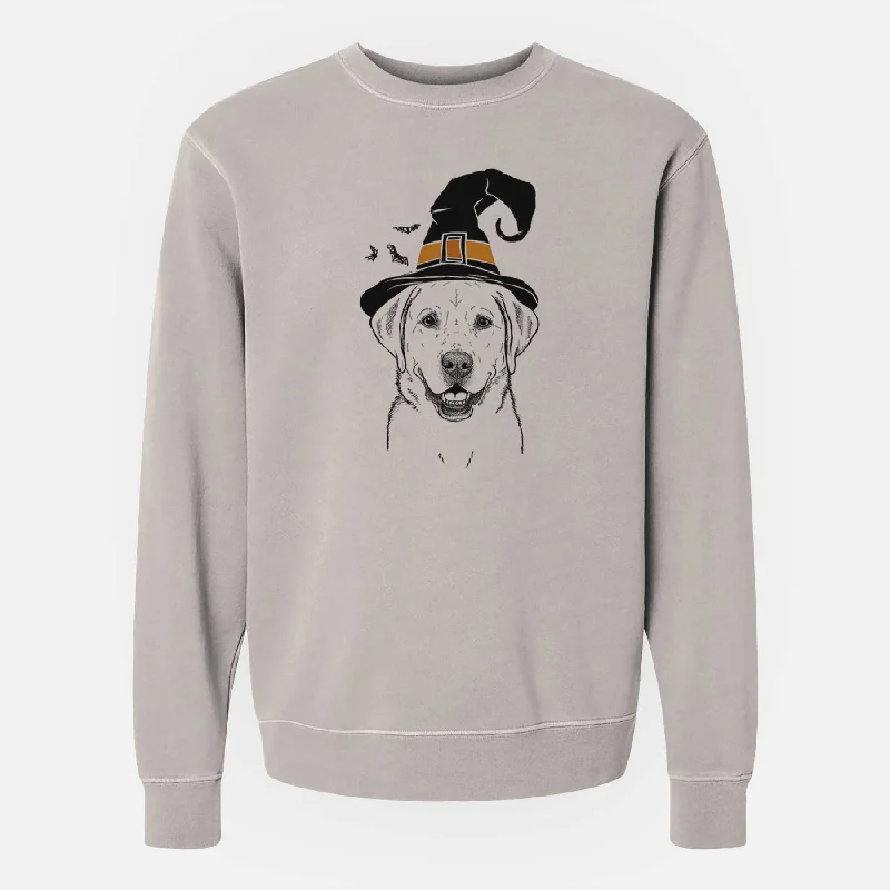 trendy gym wear hoodieWitch Booney the Labrador Retriever - Unisex Pigment Dyed Crew Sweatshirt