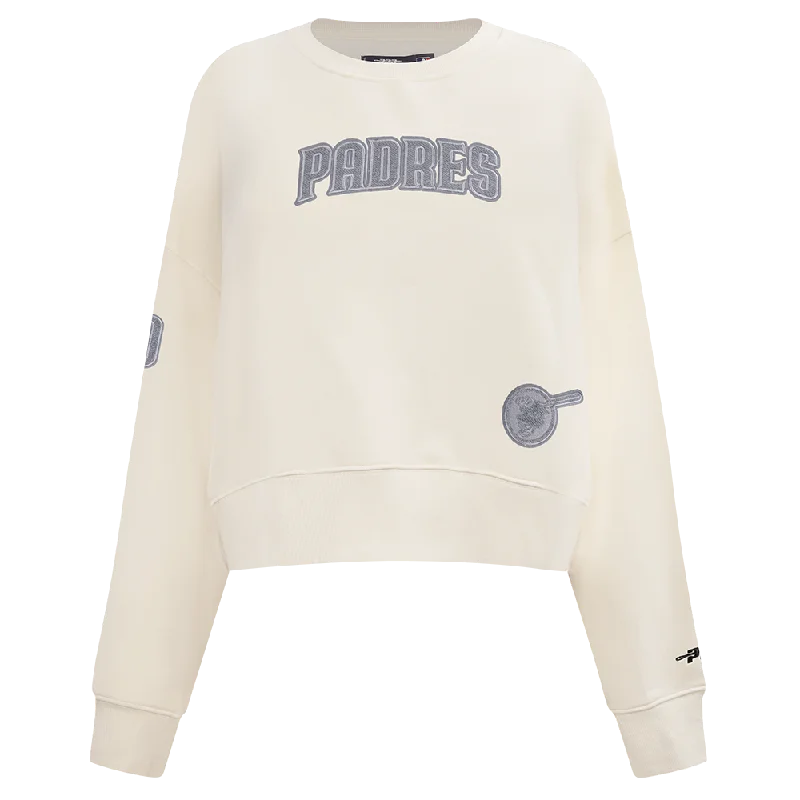 MLB SAN DIEGO PADRES REVERSE FRENCH TERRY WOMEN'S FLC CREWNECK (EGGSHELL)