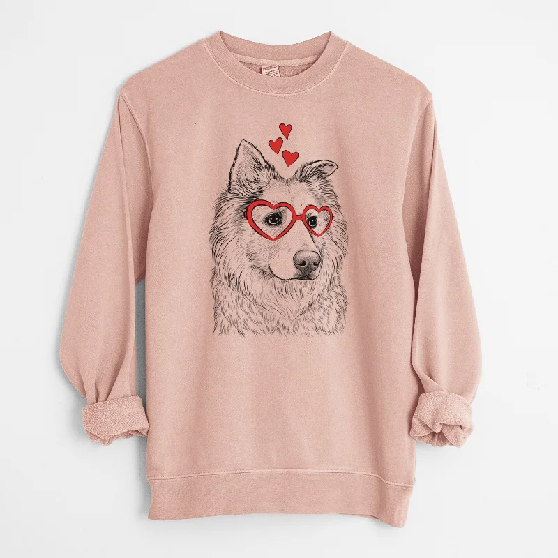 graphic gym sweatshirtValentine Penny the Chow Mix - Unisex Pigment Dyed Crew Sweatshirt