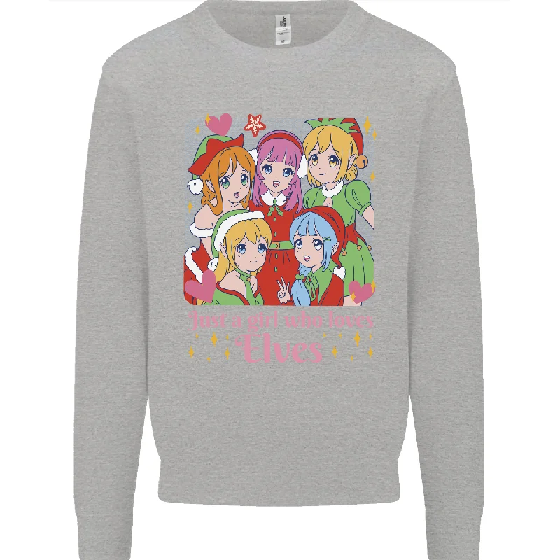 minimaAnime A Girl Who Loves Elves Christmas Xmas Mens Sweatshirt Jumper