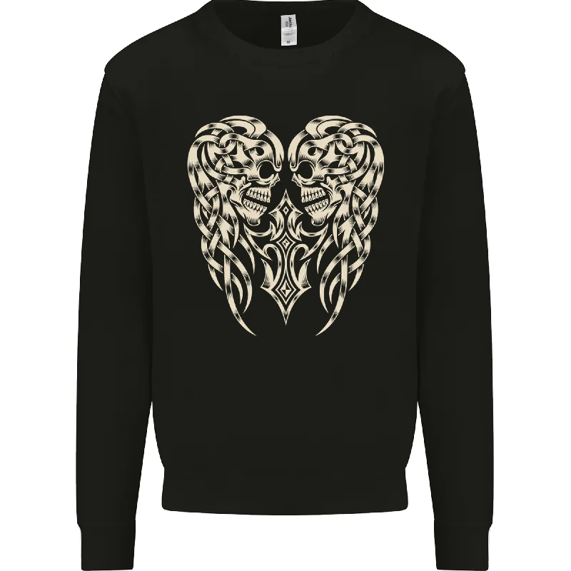 fashionable workout wearAngel Skull Wings Motorcycle Biker Mens Sweatshirt Jumper