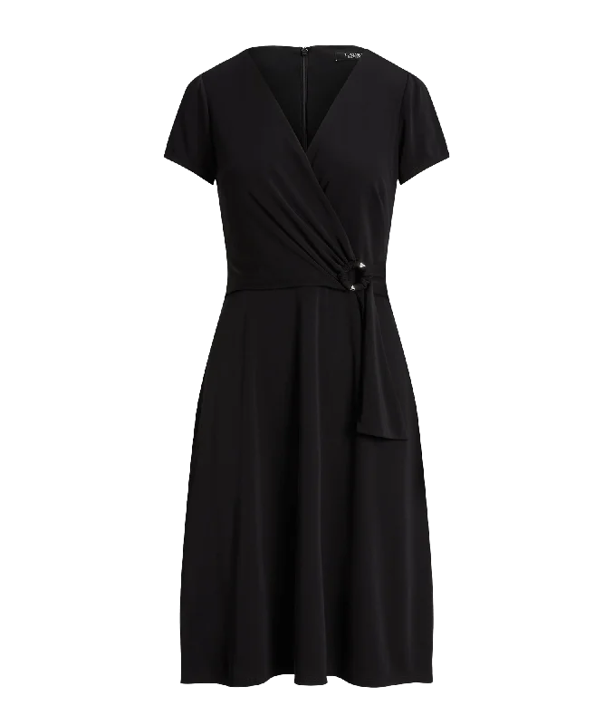 modern coatSurplice Jersey Dress - Black