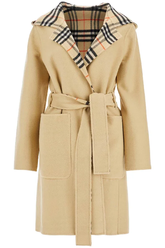 windproof jacketreversible wool coat with lap 8093831 FLAX