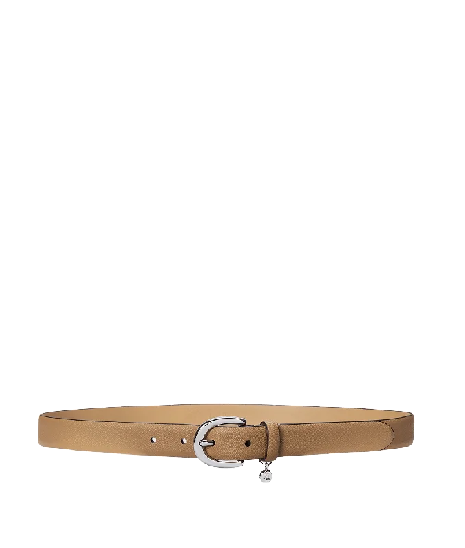 fitted coatCharm Crosshatch Leather Belt - Beige