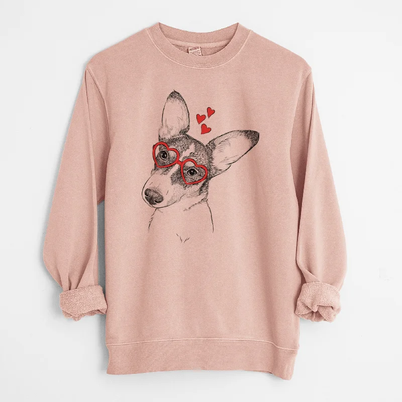 comfy workout sweatshirtValentine Dexter the Corgi - Unisex Pigment Dyed Crew Sweatshirt