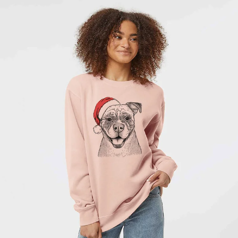 slim fit workout hoodieSanta Rufus the American Bulldog - Unisex Pigment Dyed Crew Sweatshirt