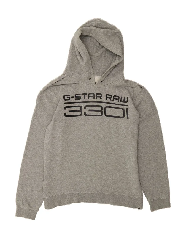 G-STAR Mens 3301 Graphic Hoodie Jumper XL Grey Cotton