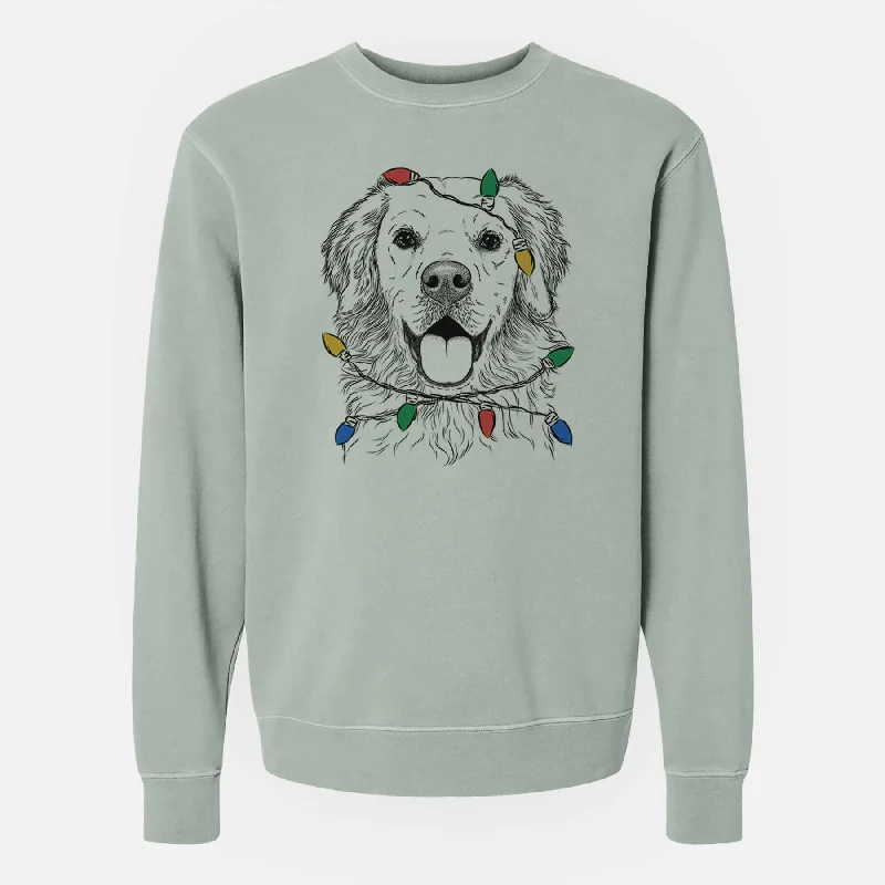 contemporary fitness sweatshirtChristmas Lights Juniper the Golden Retriever - Unisex Pigment Dyed Crew Sweatshirt