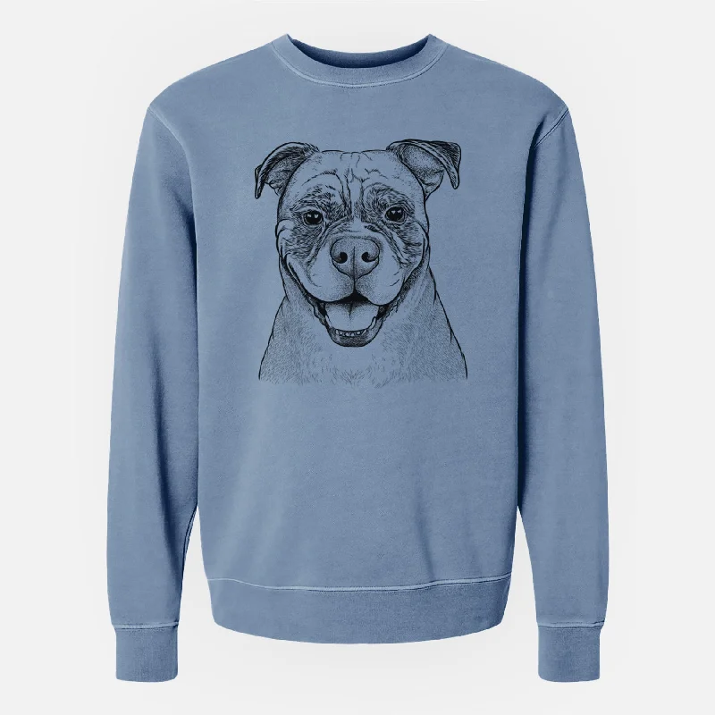 trendy gym wear hoodieBare Rufus the American Bulldog - Unisex Pigment Dyed Crew Sweatshirt