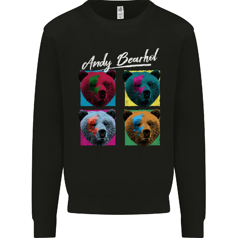 fashionable gym hoodieAndy Bearhol Funny Panda Bear Parody Art Mens Sweatshirt Jumper