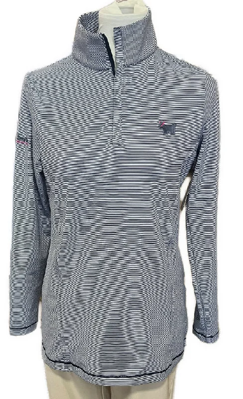 chic wool coatPeter Millar Women's Navy & Whiite Striped Pullover w/ Logo Size M MSP$130