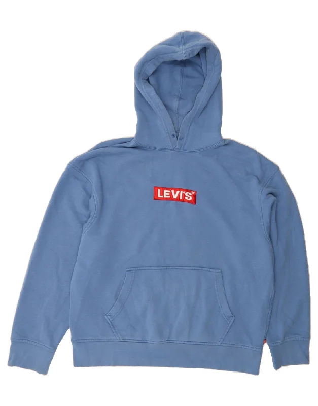 LEVI'S Mens Relaxed Graphic Hoodie Jumper Large Blue Cotton