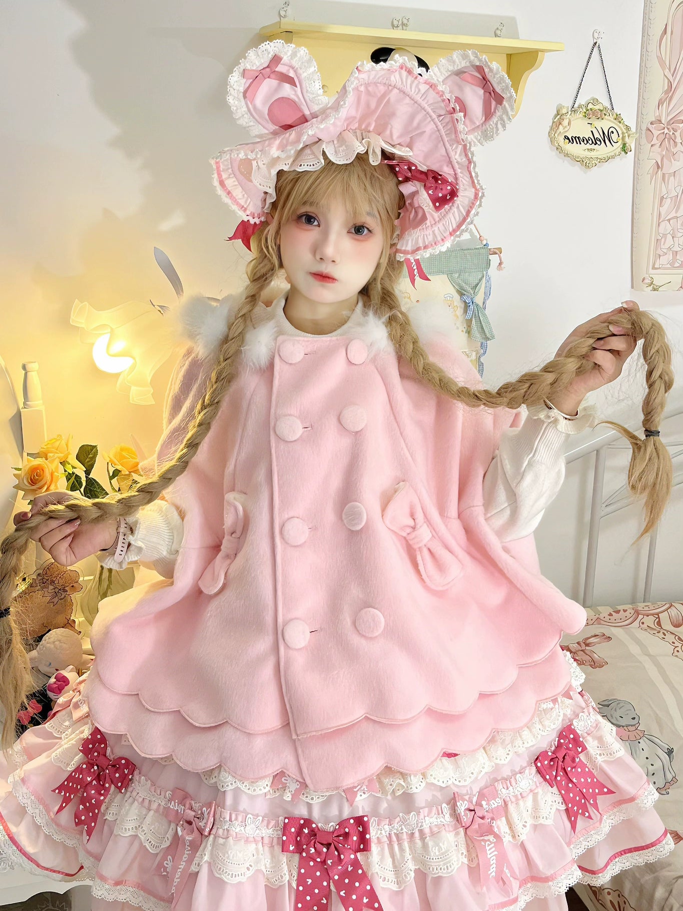 trendy casual outerwearYayizi~Sweet Lolita Cape Winter Plush Lolita Coat